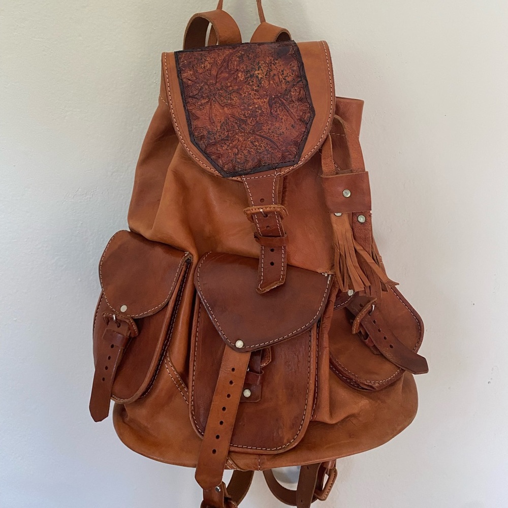 Handcrafted , genuine leather cross backpack